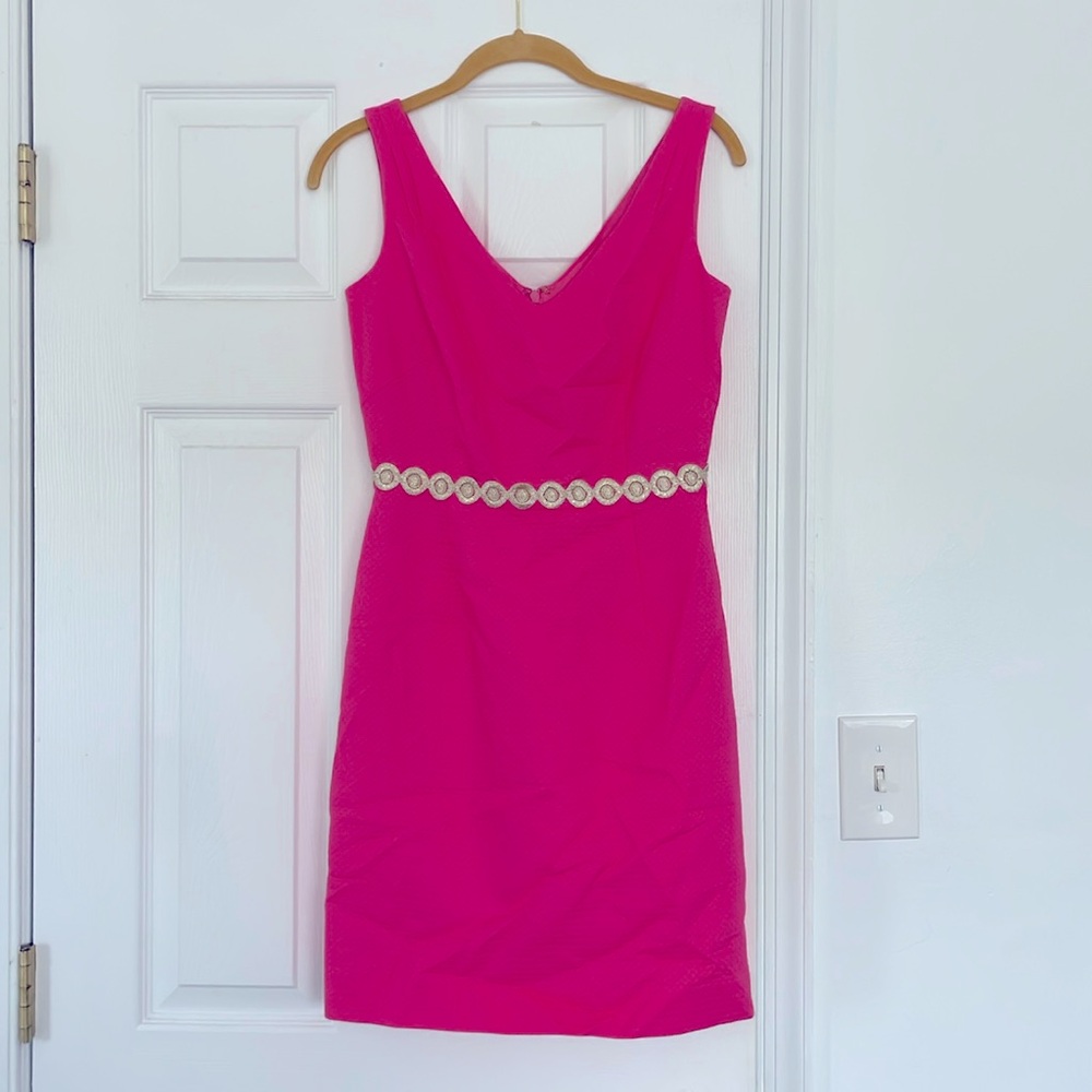 Lilly Pulitzer Size 2 Pink dress with gold embroidered embellishments